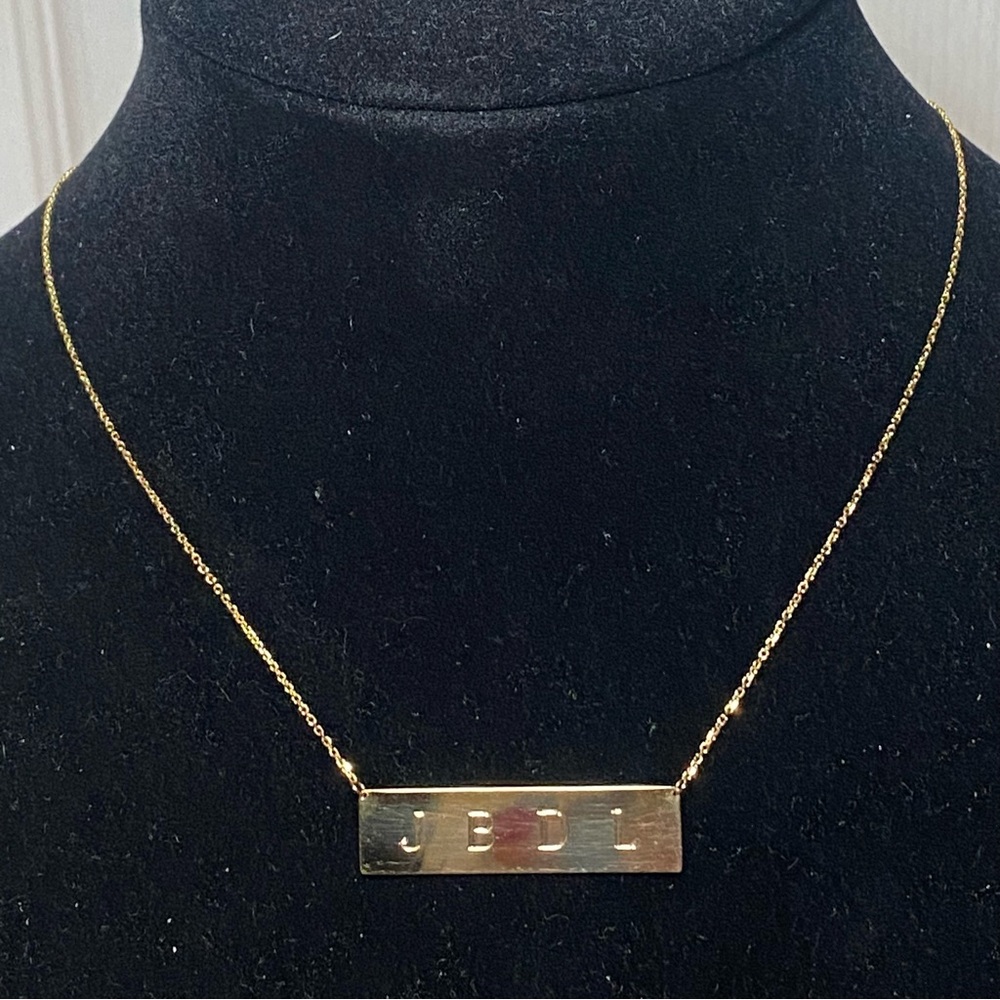 14K Yellow Gold Initials J B D L Plate Necklace